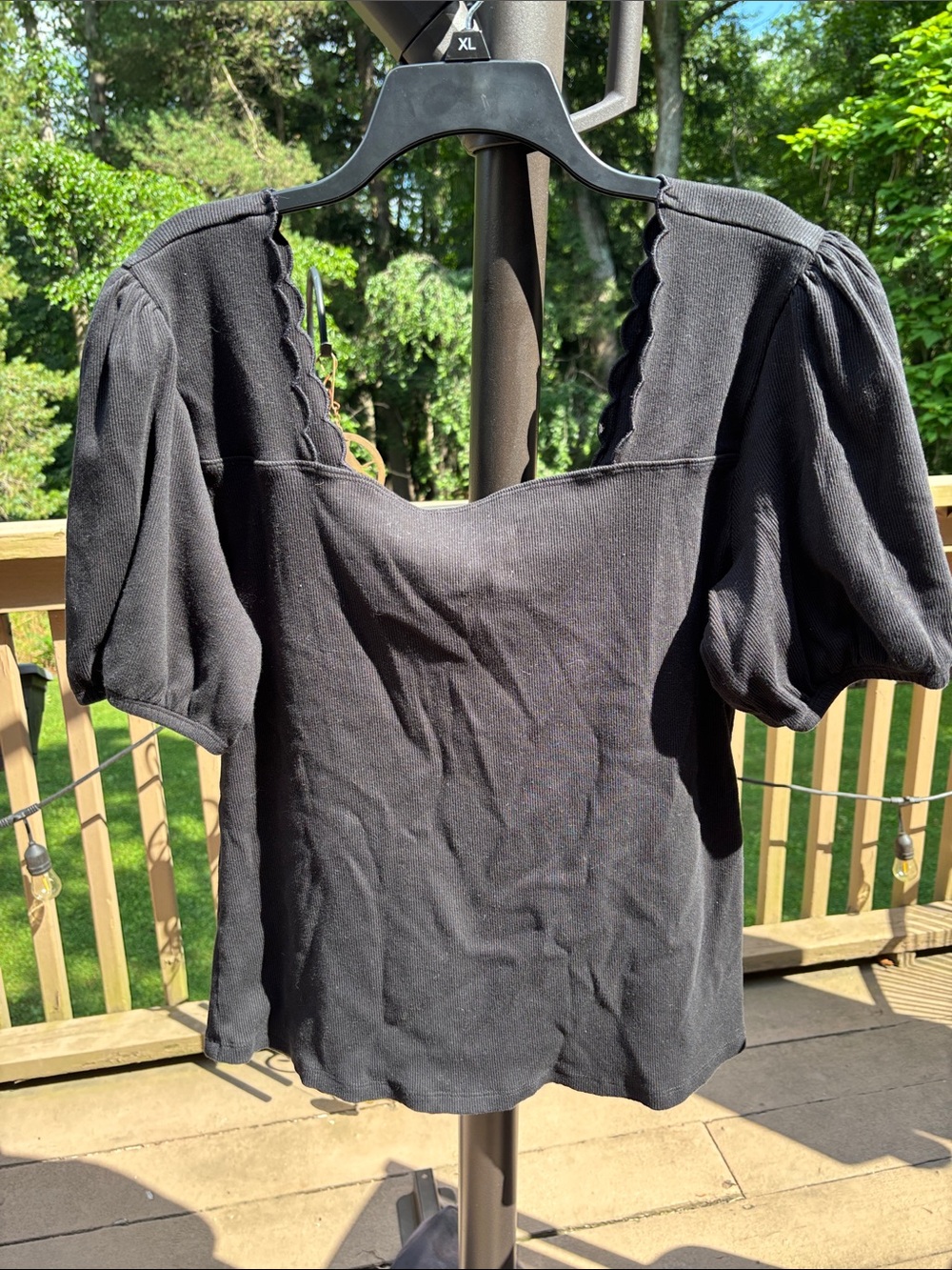 torrid Black Square Neck Puff Sleeve Blouse